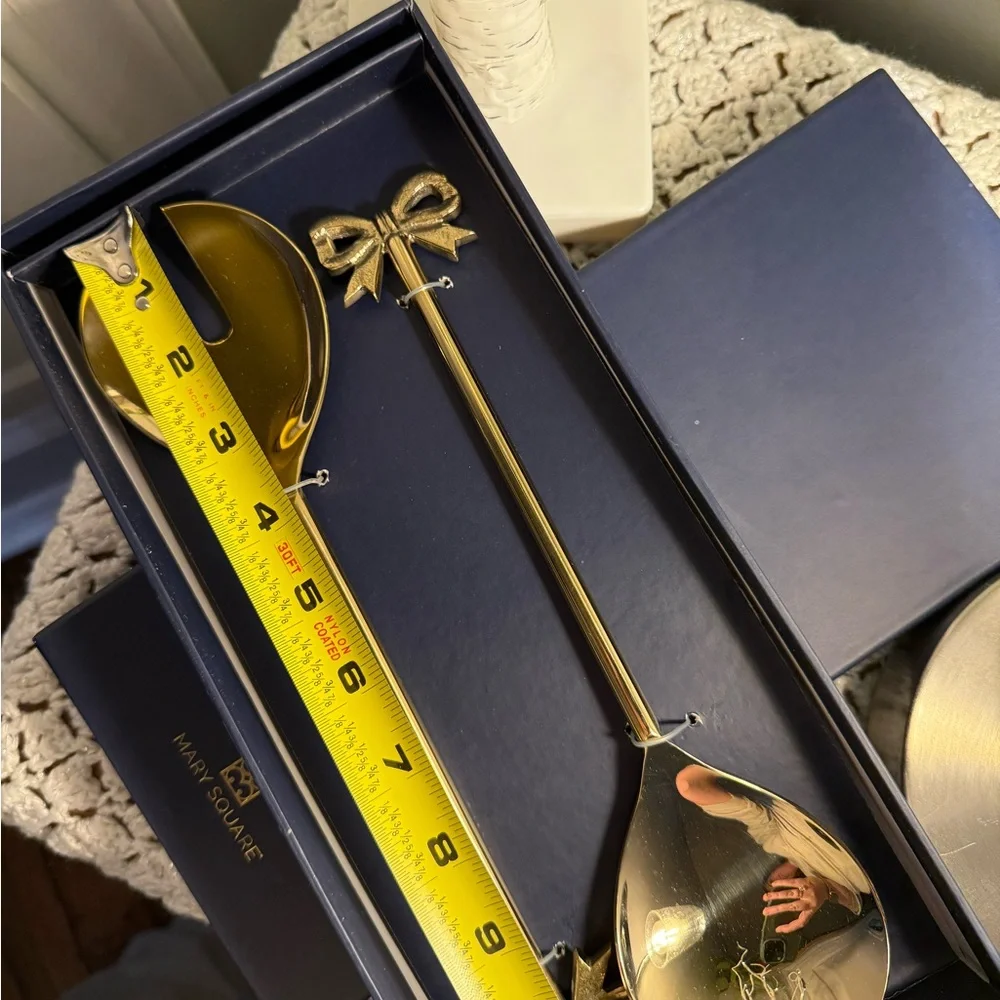 Mary Square Gold-Tone Salad Servers